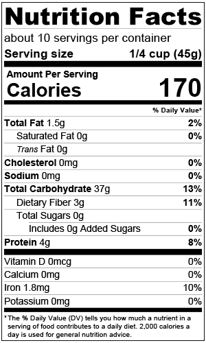 Nutrition Facts Natures Blend