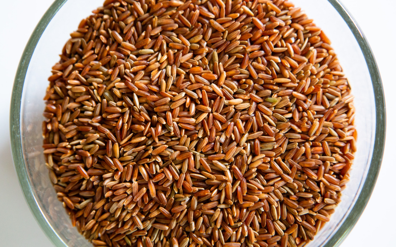 brown rice on a plate