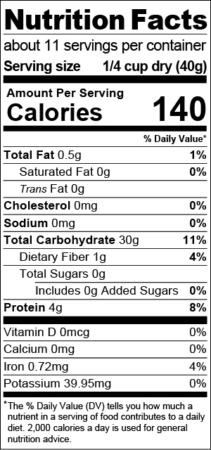 nature blend grits nutrition label