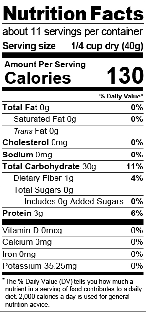 golden grits nutrition label