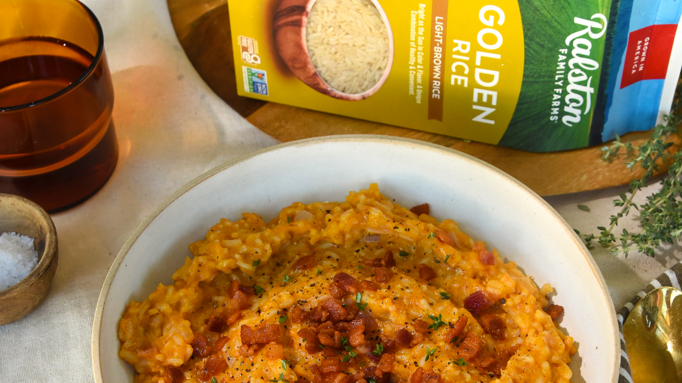 grabbing rice off pantry shelf