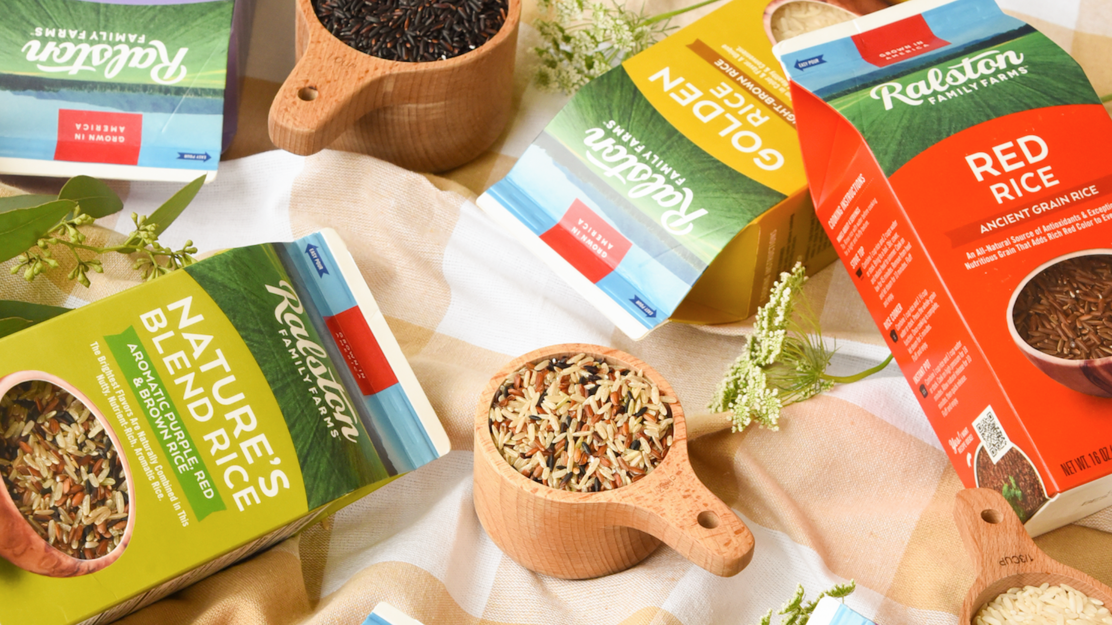 pouring natures blend rice out of carton into bowl