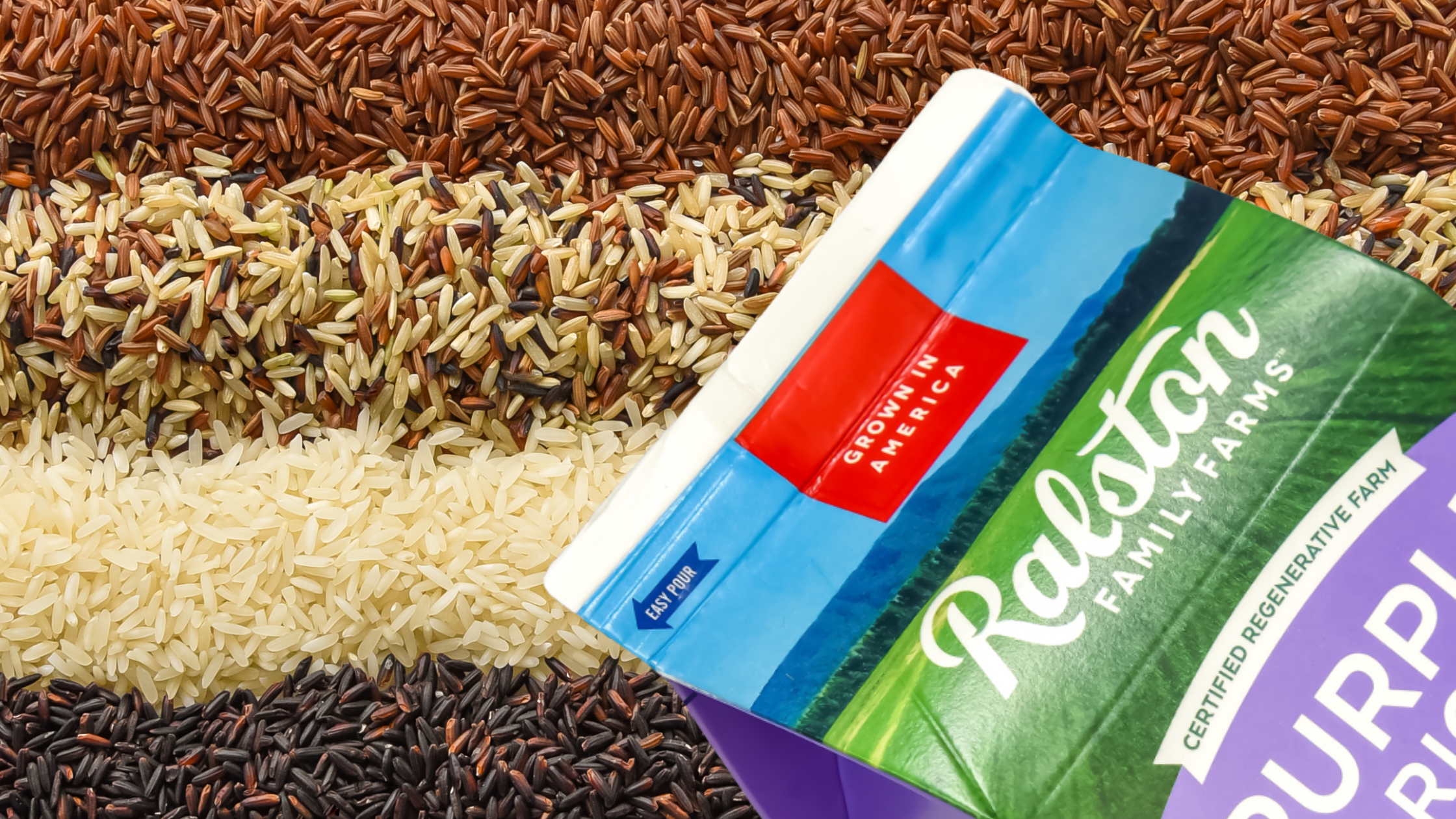 Basmati rice in carton sitting on table